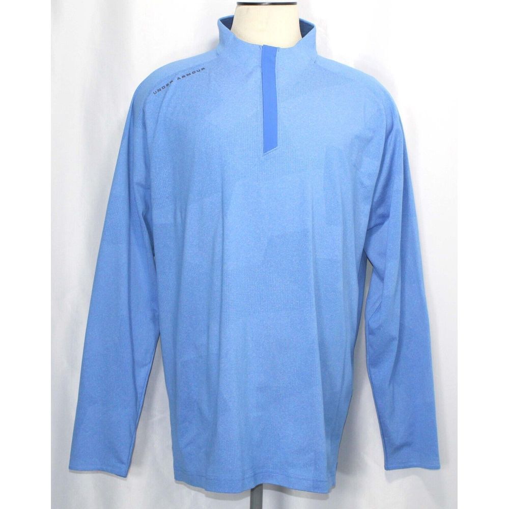 Under Armour Threadborne Academy Blue 1/4 Zip‎ Golf Shirt 1306124 Mens Size 2XL